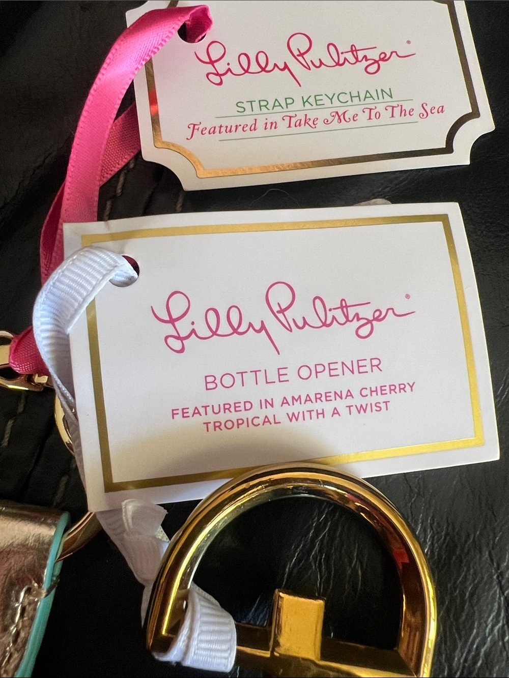 Lilly Pulitzer Pink Floral Bottle Opener & Leatherette Keychain - Picture 3 of 5